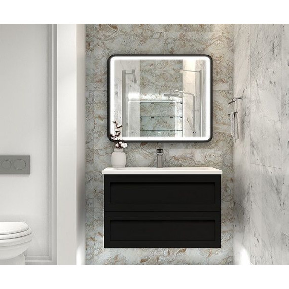 Тумба подвесная с раковиной Art&Max AM-Platino-1000-2C-SO-NM 100 см, черный матовый - фото 2