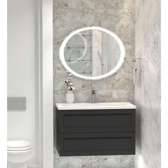 Тумба подвесная с раковиной Art&Max AM-Platino-900-2C-SO-GM 90 см, серый матовый - фото 2