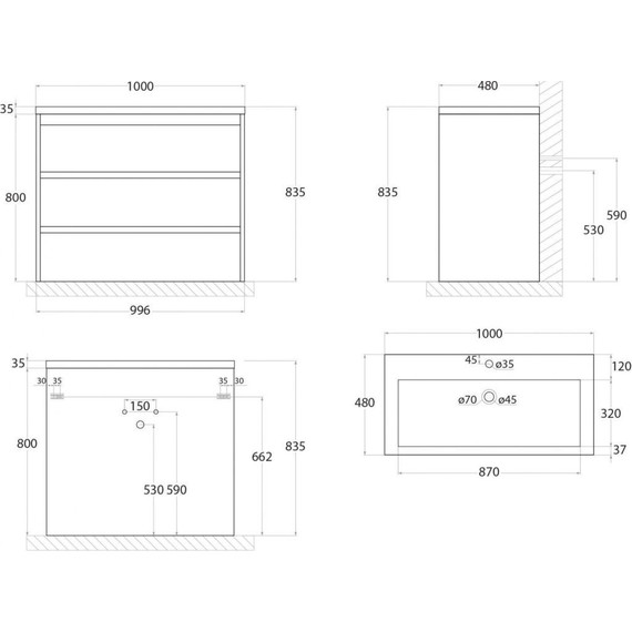 Тумба напольная с раковиной Art&Max Family-1000-3C-PIA-PE 100 см, бетон экзотик - фото 9