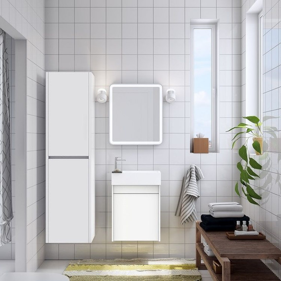 Тумба подвесная с раковиной Art&Max Family-400-1D-SO-BL 40 см, белый глянец - фото 2