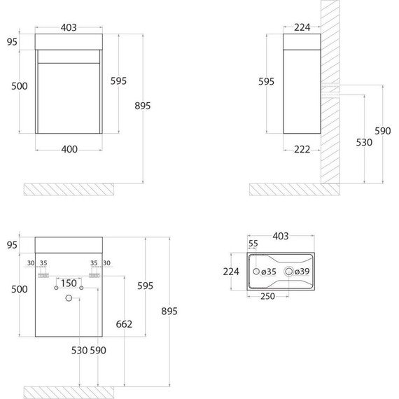 Тумба подвесная с раковиной Art&Max Family-400-1D-SO-CV 40 см, цемент - фото 7