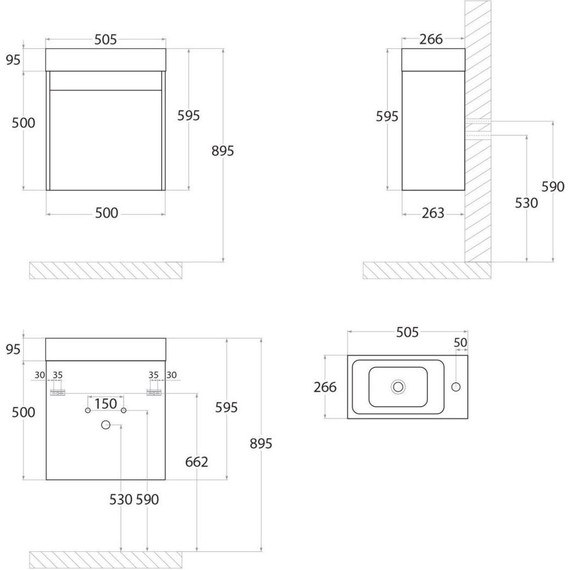 Тумба подвесная с раковиной Art&Max Family-500-1D-SO-CV 50 см, цемент - фото 7