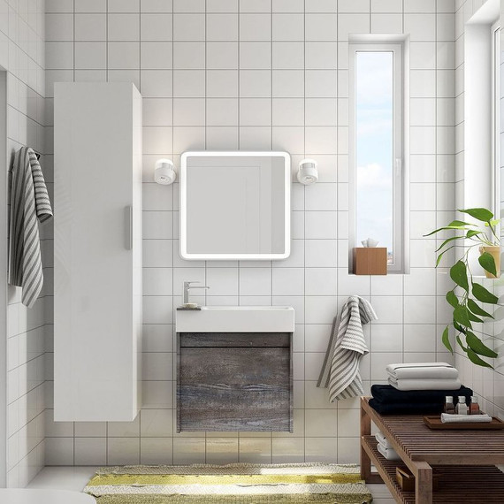 Тумба подвесная с раковиной Art&Max Family-500-1D-SO-PE 50 см, бетон экзотик - фото 2