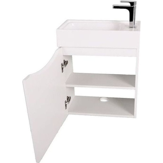 Тумба подвесная с раковиной Art&Max Liberty-500-1D-SO-BL-L 50 см, белый глянец - фото 2