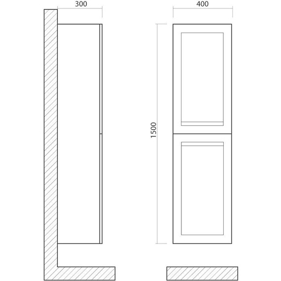 Пенал подвесной Art&Max AM-Platino-1500-2A-SO-BL 40 см, белый глянец - фото 5