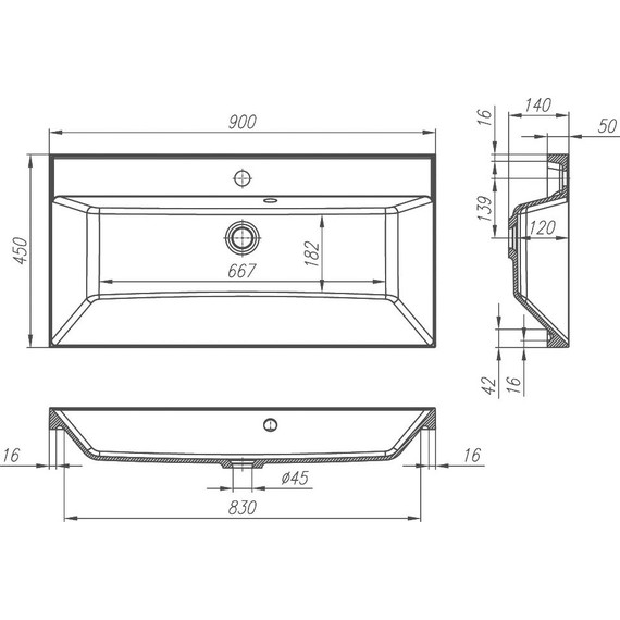 Тумба подвесная с раковиной Art&Max AM-Verona-Push-900-2C-SO-Ven 90 см, венециано - фото 4