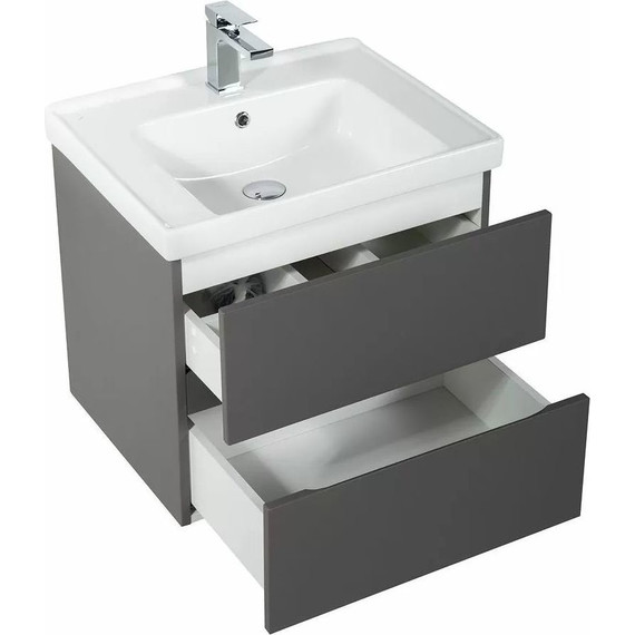 Тумба подвесная с раковиной Art&Max AM-Techno-600-2C-SO-MR960 60 см, смоки софт - фото, картинка 5 Тумба подвесная с раковиной Art&Max AM-Techno-600-2C-SO-MR960 60 см, смоки софт - фото 5