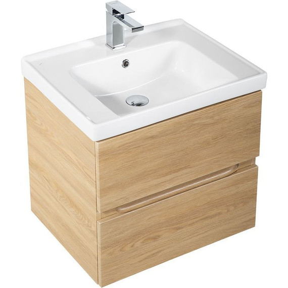 Тумба подвесная с раковиной Art&Max AM-Techno-600-2C-SO-LW674 60 см, дуб мадейра янтарь - фото, картинка 3 Тумба подвесная с раковиной Art&Max AM-Techno-600-2C-SO-LW674 60 см, дуб мадейра янтарь - фото 3