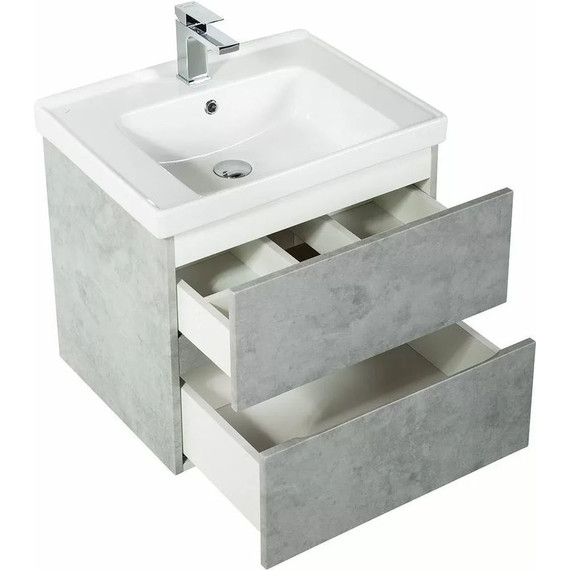 Тумба подвесная с раковиной Art&Max AM-Techno-600-2C-SO-LS935 60 см, бетон лофт натуральный - фото 4