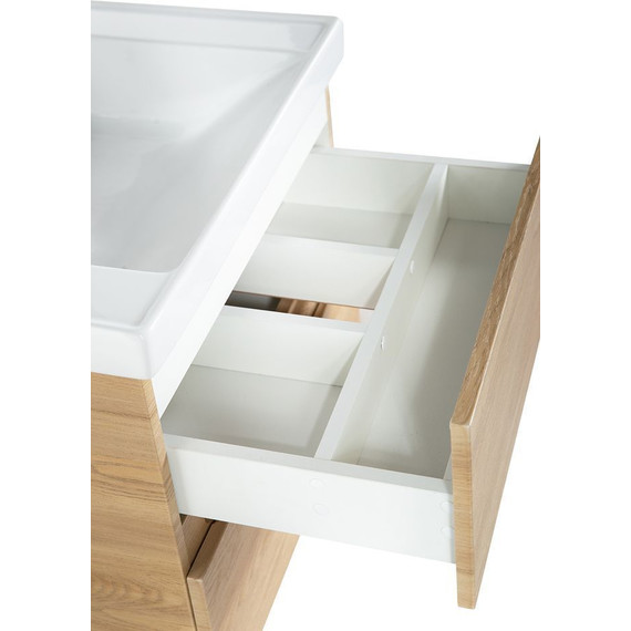 Тумба подвесная с раковиной Art&Max AM-Techno-700-2C-SO-LW674 70 см, дуб мадейра янтарь - фото 4