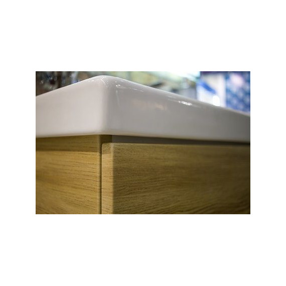 Тумба подвесная с раковиной Art&Max AM-Techno-700-2C-SO-LW674 70 см, дуб мадейра янтарь - фото 9