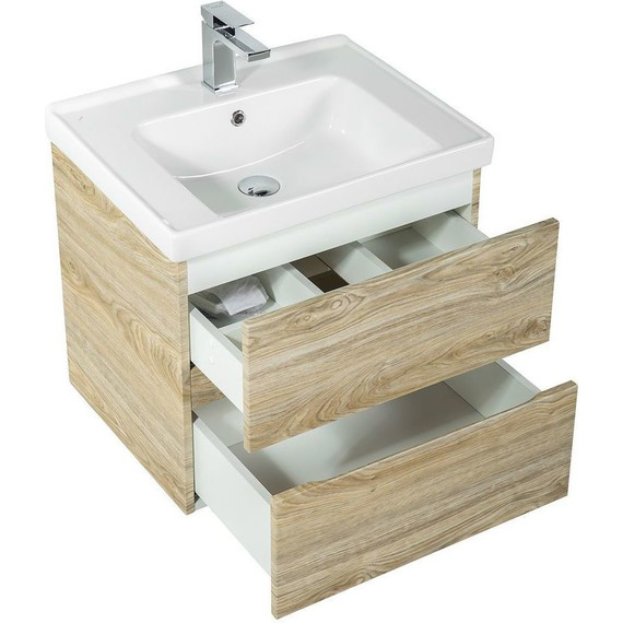 Тумба подвесная с раковиной Art&Max AM-Techno-700-2C-SO-LW823 70 см, дуб мелфорд - фото, картинка 4 Тумба подвесная с раковиной Art&Max AM-Techno-700-2C-SO-LW823 70 см, дуб мелфорд - фото 4