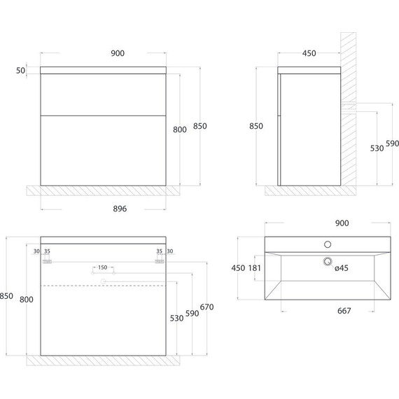 Тумба напольная с раковиной Art&Max Verona-Push-900-2C-PIA-Ven 90 см, венециано - фото 6