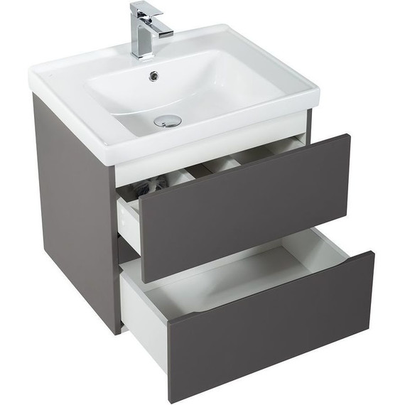 Тумба подвесная с раковиной Art&Max AM-Techno-700-2C-SO-ZB815 70 см, смоки софт - фото, картинка 4 Тумба подвесная с раковиной Art&Max AM-Techno-700-2C-SO-ZB815 70 см, смоки софт - фото 4