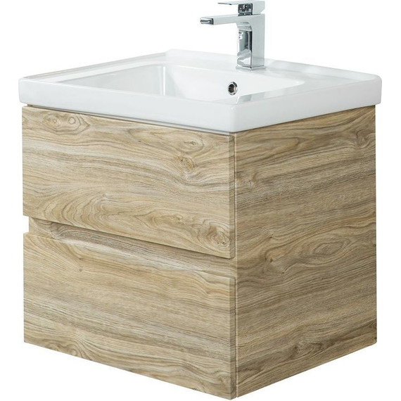 Тумба подвесная с раковиной Art&Max AM-Techno-900-2C-SO-LW823 90 см, дуб мелфорд - фото 3