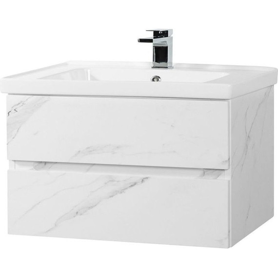 Тумба подвесная с раковиной Art&Max AM-Techno-900-2C-SO-MR960 90 см, монти мрамор - фото 2