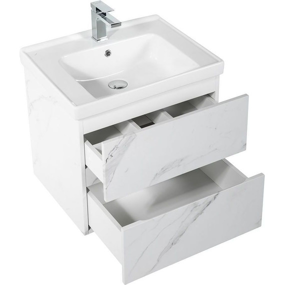 Тумба подвесная с раковиной Art&Max AM-Techno-900-2C-SO-MR960 90 см, монти мрамор - фото 4