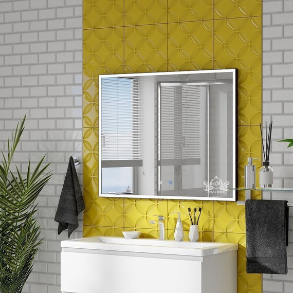 Зеркало Art&Max Arezzo Led 100 см AM-Are-1000-800-DS-FC-H-Nero, черный - фото 2