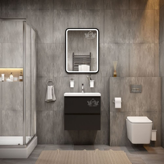 Зеркало Art&Max Genova Led 60 см AM-Gen-600-800-DS-F, черный - фото 2