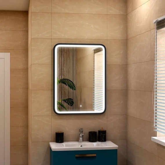 Зеркало Art&Max Genova Led 60 см AM-Gen-600-800-DS-F, черный - фото 3