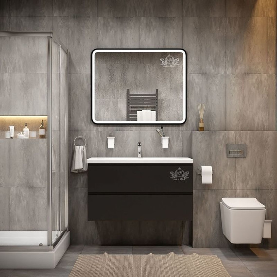 Зеркало Art&Max Genova Led 120 см AM-Gen-1200-800-DS-F, черный - фото 2