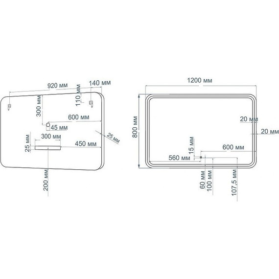 Зеркало Art&Max Genova Led 120 см AM-Gen-1200-800-DS-F, черный - фото 6