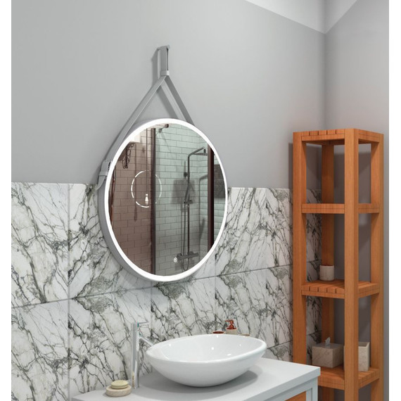 Зеркало Art&Max Milan Led 80 см AM-Mil-800-DS-F, белый ремень - фото 2