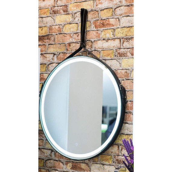 Зеркало Art&Max Milan Led 80 см AM-Mil-800-DS-F-Nero, черный ремень - фото 5