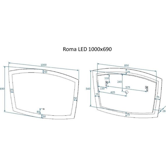 Зеркало Art&Max Roma Led 100 см AM-Rom-1000-700-DS-F - фото 4