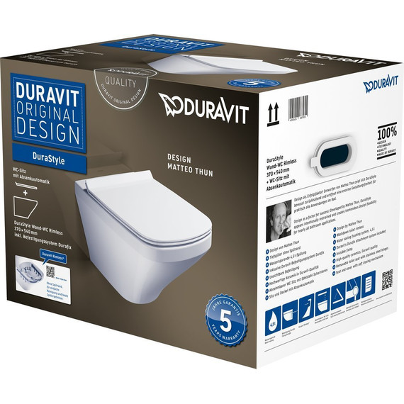 Унитаз подвесной Duravit DuraStyle Rimless 45510900A1 с крышкой микролифт - фото 7