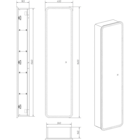 Пенал подвесной Art&Max Platino Led 40 см AM-Pla-400-1600-1D-R-L-DS-F, белый глянцевый - фото 8