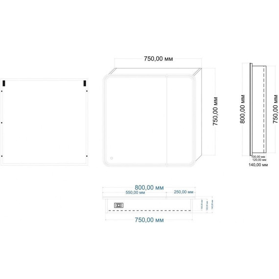 Зеркало-шкаф Art&Max Verona Led 80 см AM-Ver-800-800-2D-L-DS-F - фото 4