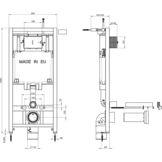 Инсталляция с подвесным безободковым унитазом Jacob Delafon Vox E21772RU-00 - фото 6