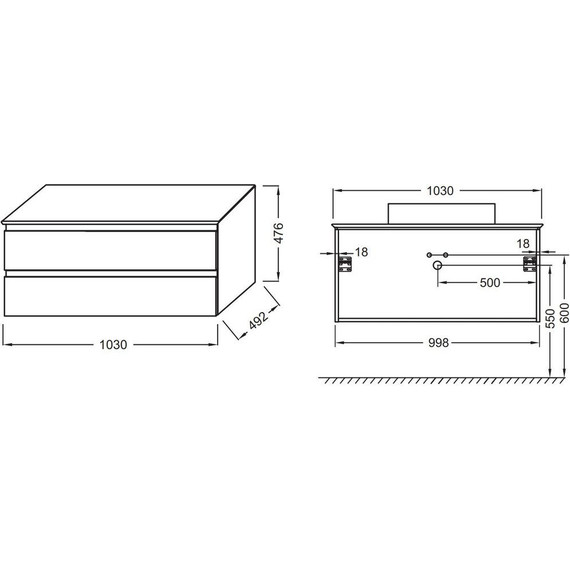 Тумба подвесная со столешницей Jacob Delafon Madeleine 103 см EB2084-J51, белый матовый - фото 7