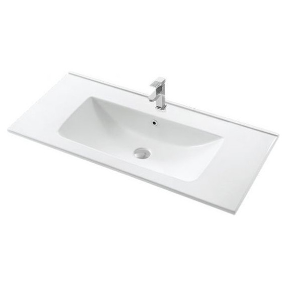 Тумба подвесная с раковиной Mirsant Ultra 100 см (раковина More 100), серый матовый - фото 2