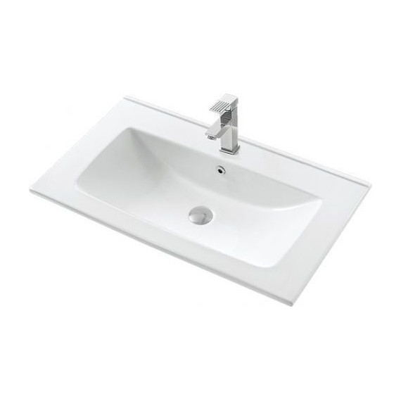 Тумба подвесная с раковиной Mirsant Ultra 80 см (раковина More 80), белый глянцевый - фото 2