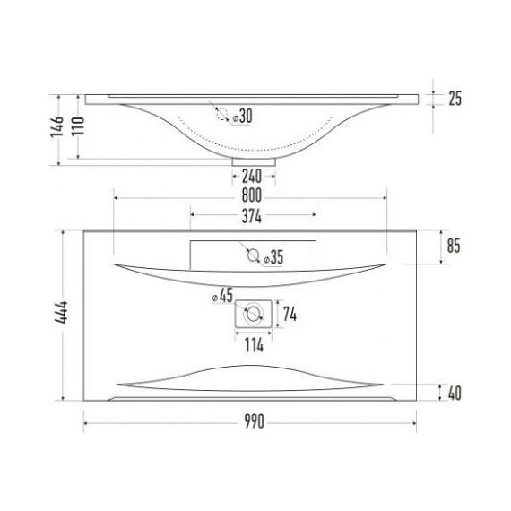 Тумба подвесная с раковиной Mirsant Ultra 100 см (раковина Premier 100), белый глянцевый - фото 9
