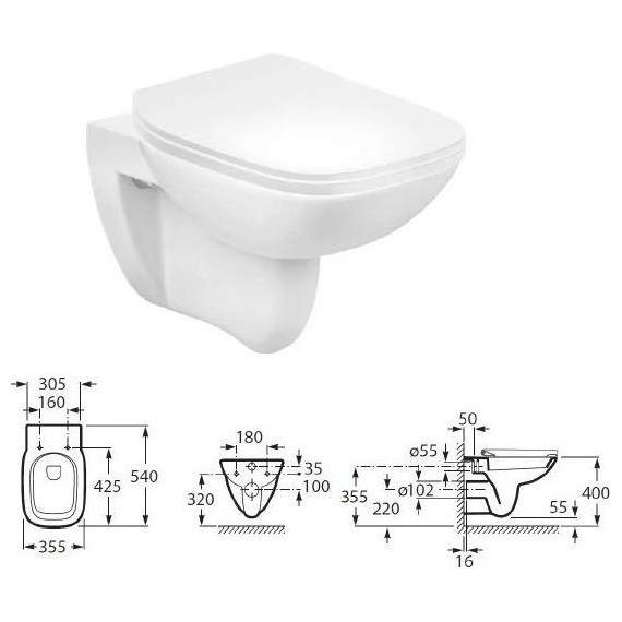Инсталляция с подвесным унитазом Roca Debba Rimless Pack 893104970 (без кнопки смыва) - фото, картинка 2 Инсталляция с подвесным унитазом Roca Debba Rimless Pack 893104970 (без кнопки смыва) - фото 2