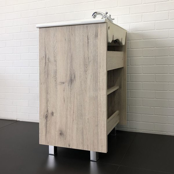 Тумба напольная с раковиной Comforty Марио 60 см, дуб дымчатый - фото 4