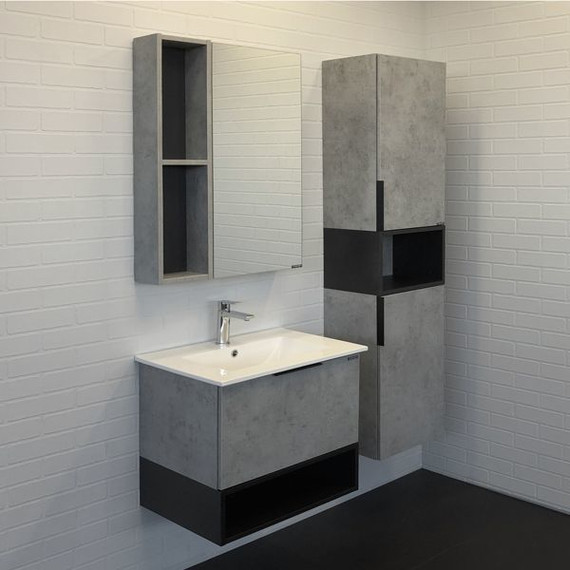 Тумба подвесная с раковиной Comforty Франкфурт 60 см (раковина 60E), бетон светлый - фото 5