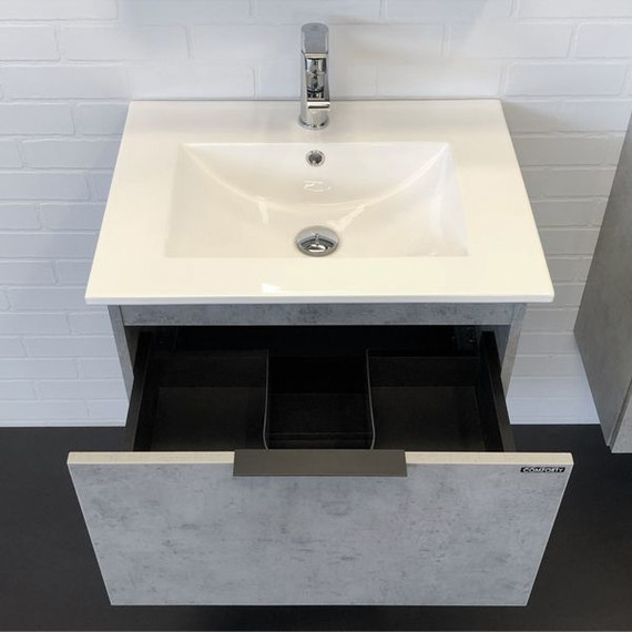 Тумба подвесная с раковиной Comforty Франкфурт 60 см (раковина 60E), бетон светлый - фото 7