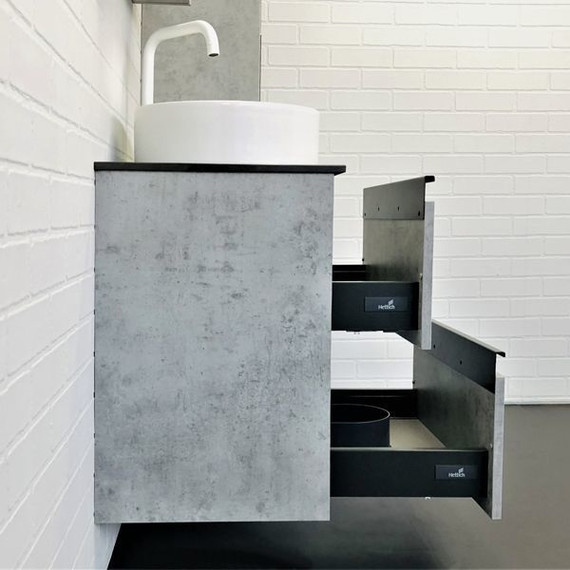 Тумба подвесная с раковиной Comforty Эдинбург 60-2 см (раковина 9111), бетон светлый - фото 5