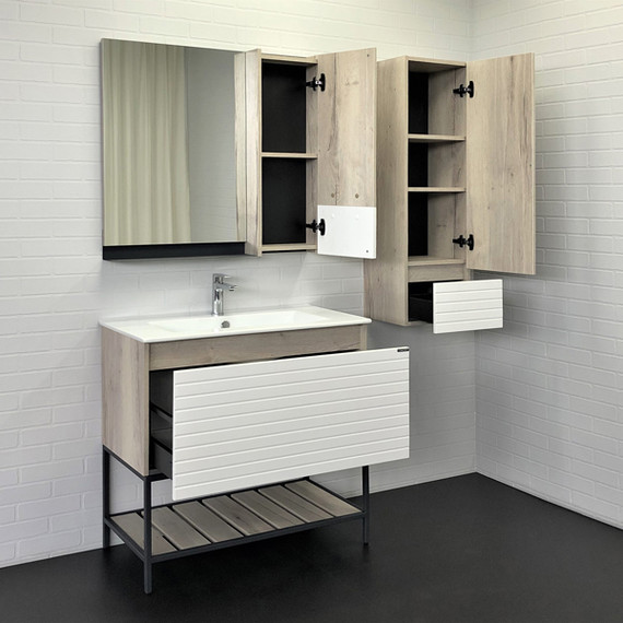 Пенал подвесной Comforty Страсбург 35 см, дуб дымчатый - фото 6