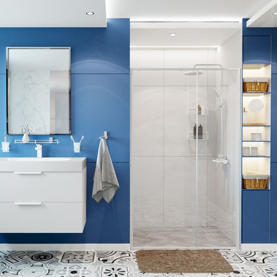 Душевая дверь WasserKraft Rhin 110 см 44S13, белый/прозрачное - фото 2