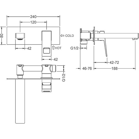 Смеситель для раковины настенный Timo Briana 7171/03SM, черный матовый - фото 2