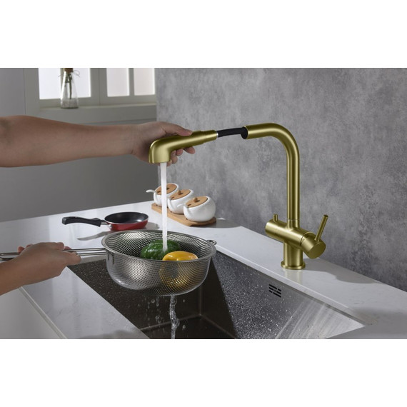 Смеситель для кухни Timo Saona 2346/17FL, золото матовое - фото 4