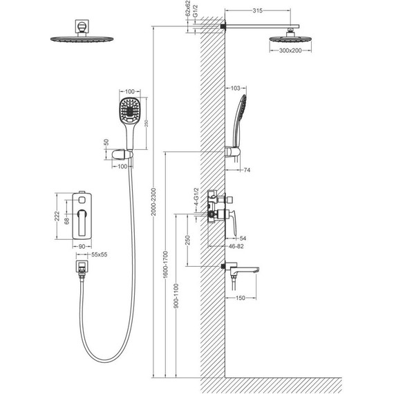 Душевая система для ванны Timo Helmi SX-4099/03SM, черный матовый - фото 2