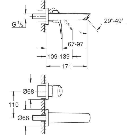 Смеситель для раковины настенный Grohe Eurosmart 2021 29337003 - фото 4