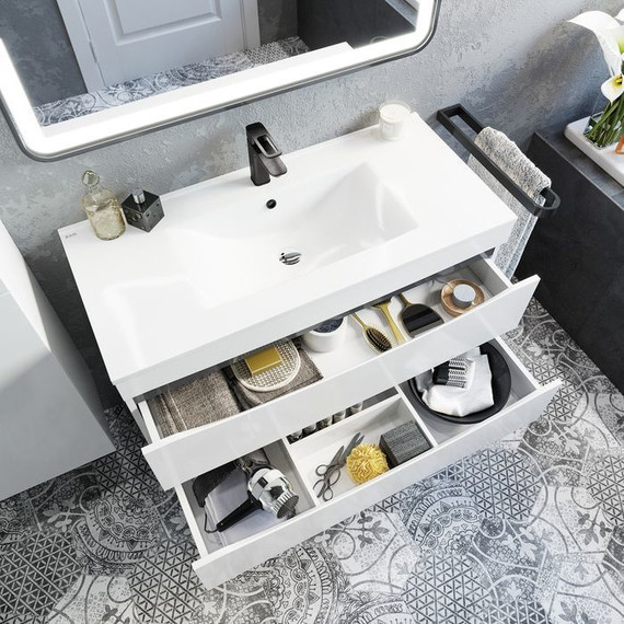 Тумба подвесная с раковиной Iddis Cloud 100 см CLO10W1i95K, белый - фото 5