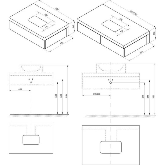 Тумба подвесная со столешницей Ravak Formy 120 см X000001037, орех - фото 4